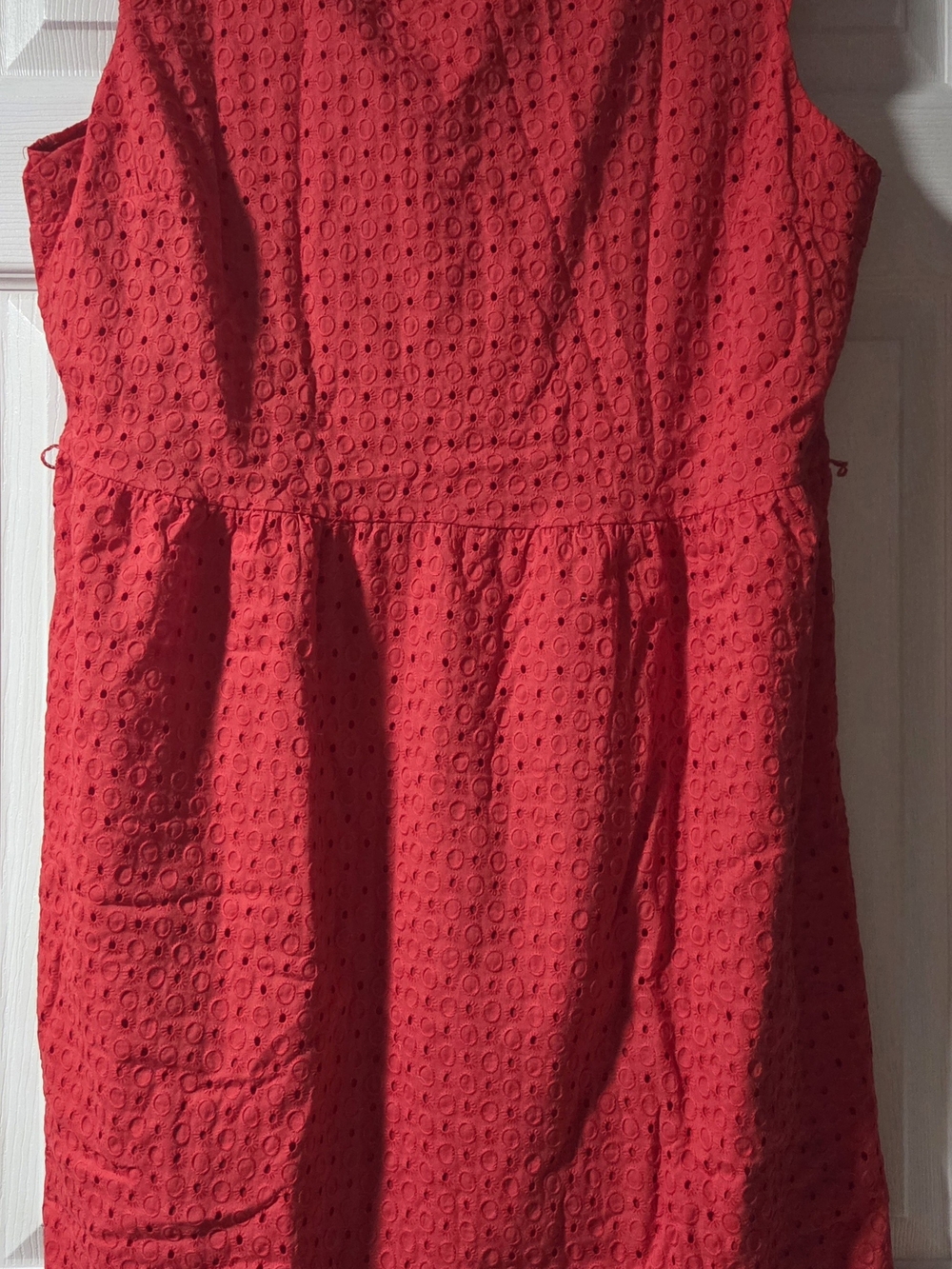 George Red Eyelet Midi Dress